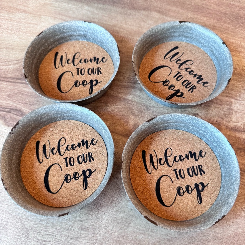 Welcome To Our Coop Farmhouse Country Chicken Lover Coaster Set Of 4 Decor